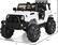 The text on the image reads "29" 46.5" 31". This suggests that the white toy jeep is 29 inches long, 46.5 inches wide, and 31 inches tall.