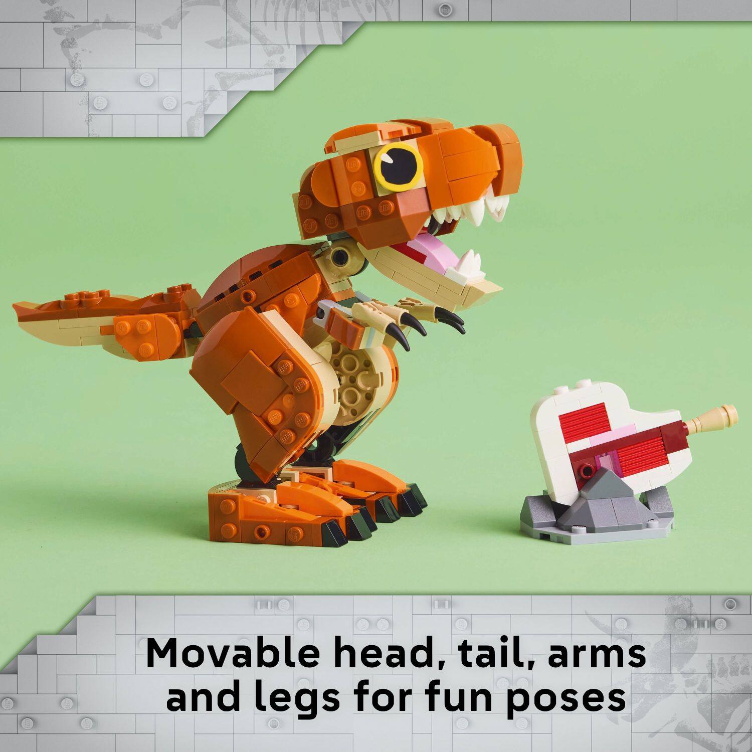 Movable head, tail, arms, and legs for fun poses.
