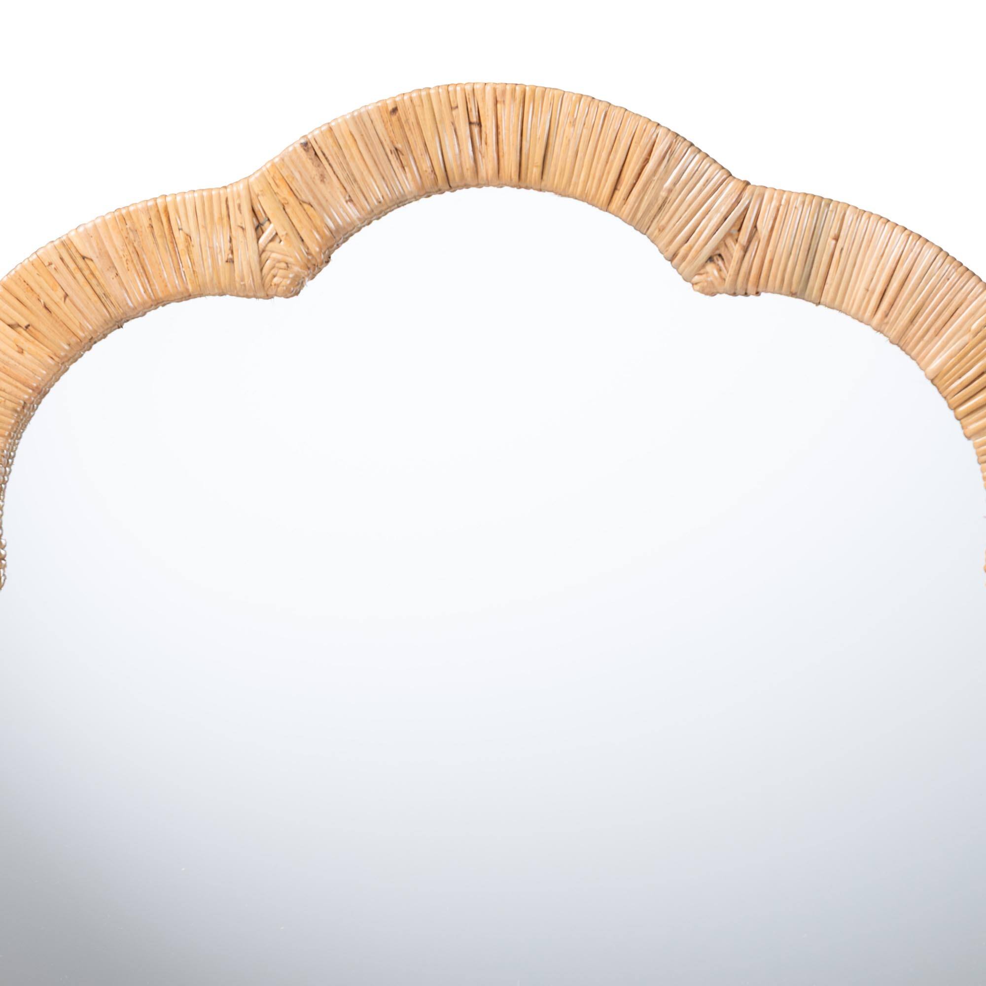 Angle. bali & pari - Akuna Scalloped Natural Rattan Wall Mirror - Light Honey.