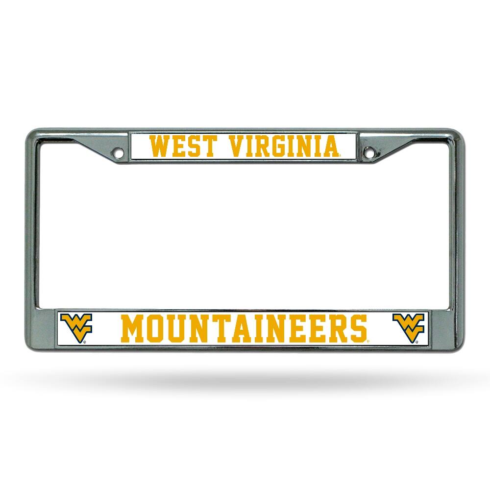 West Virginia Mountaineers - 12" x 6" Standard Size - Chrome Metal License Plate Frame