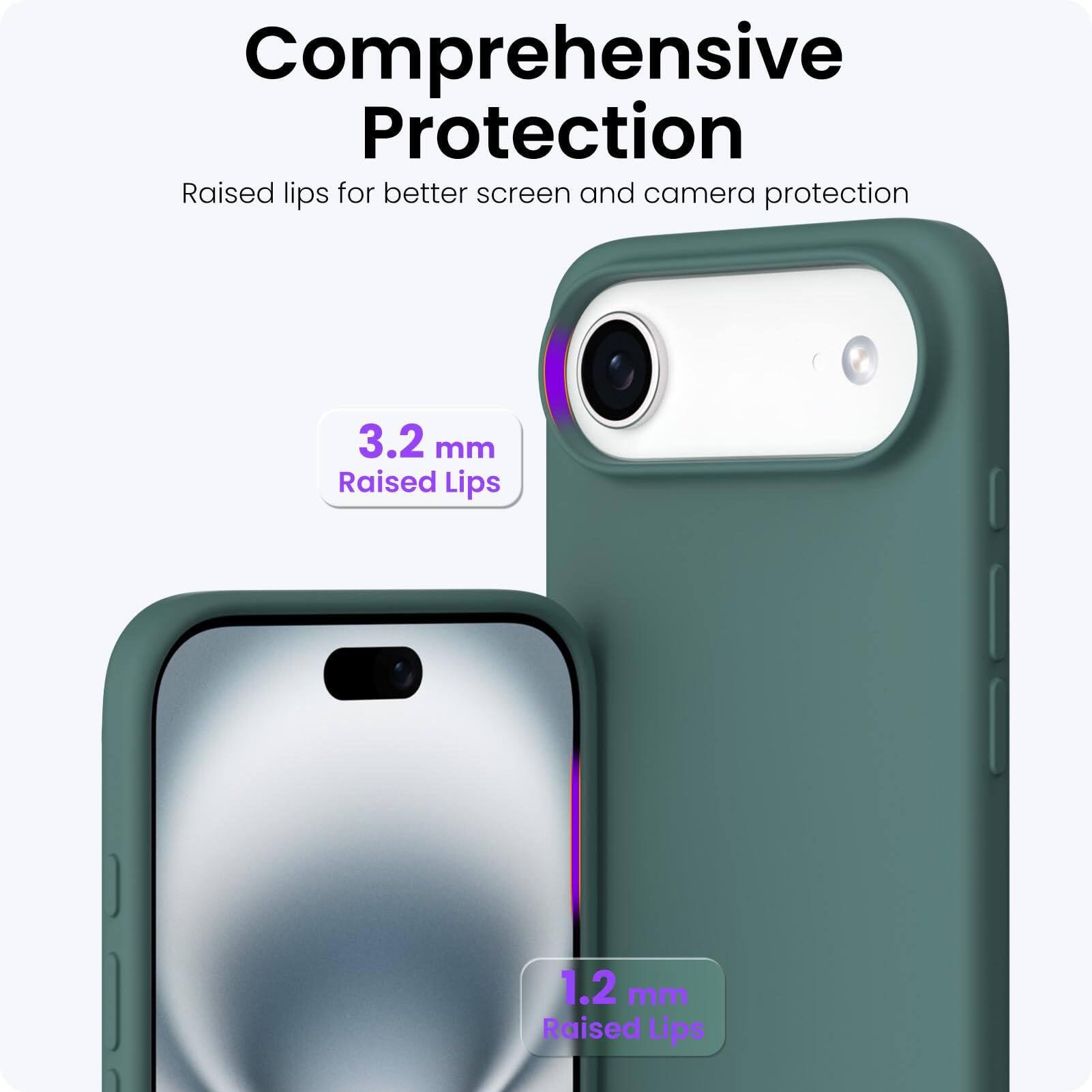 Comprehensive Protection

Raised lips for better screen and camera protection

3.2 mm Raised Lips

1.2 mm Raised Lips