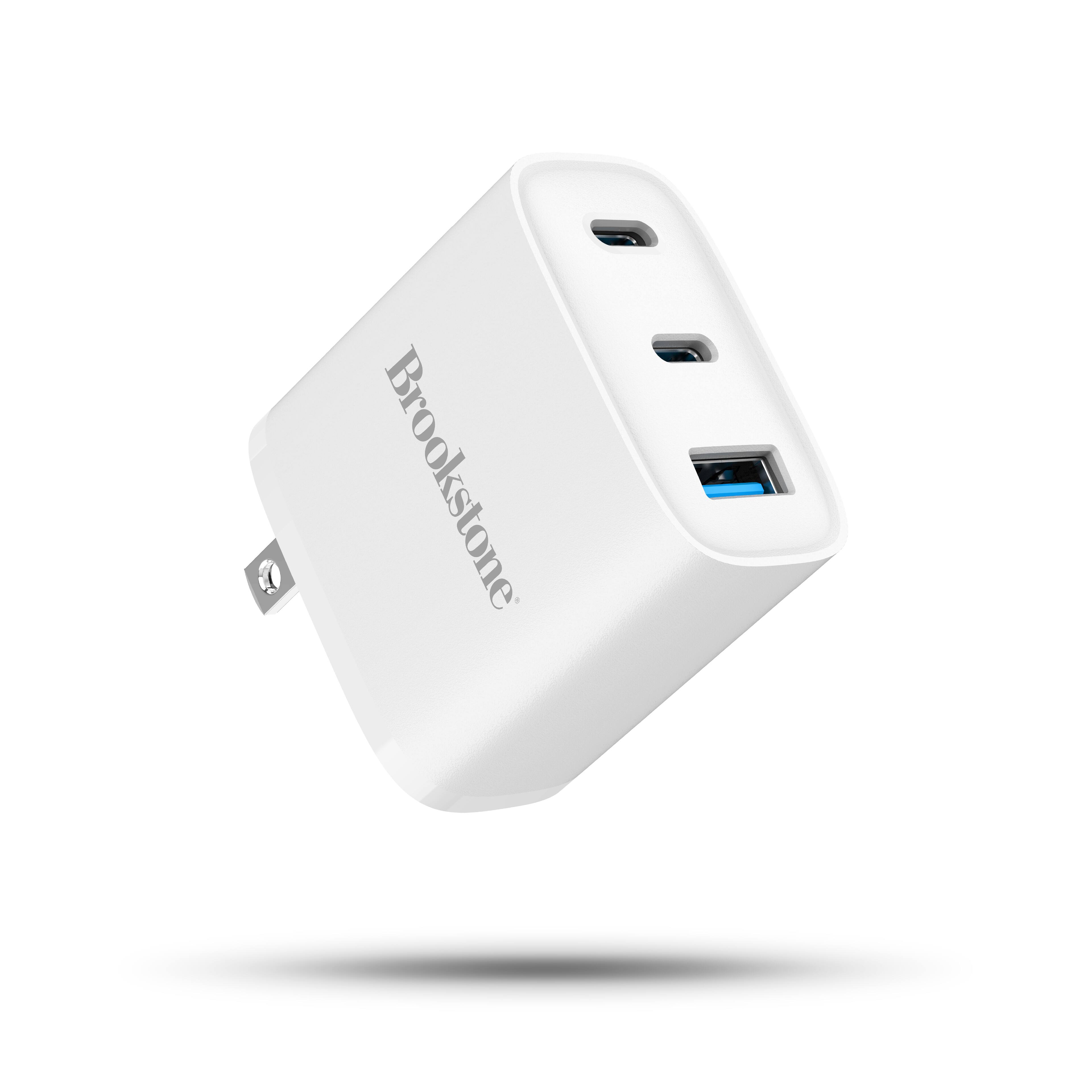Brookstone - 40W Power Delivery 3-Port Ultra Fast Charging Wall Charger (White) - White