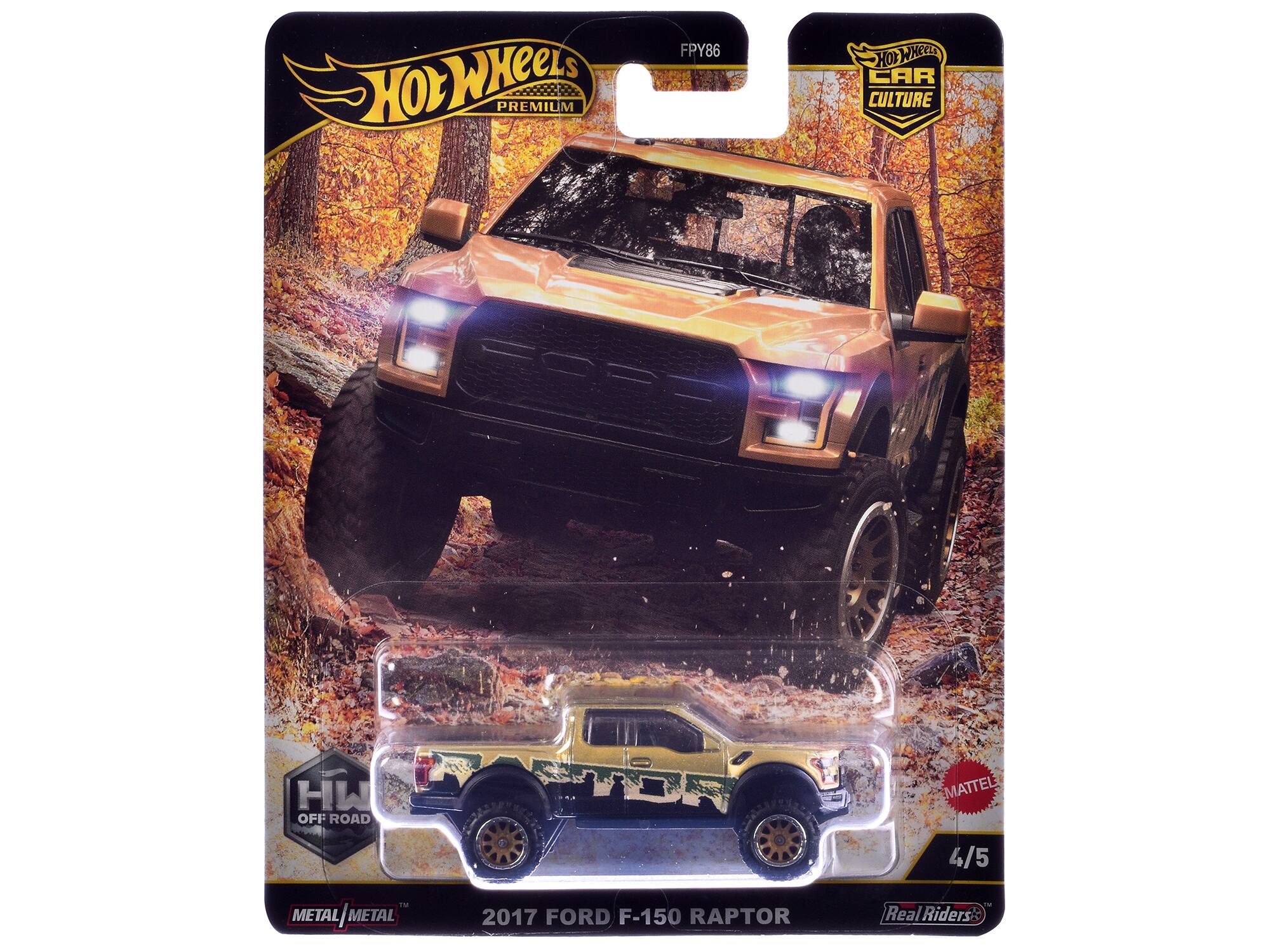 Hot Wheels Premium FPY86 Hot Wheels Car Culture HW Off Road D 4/5 TM Mattel 2017 Ford F-150 Raptor - Real Riders