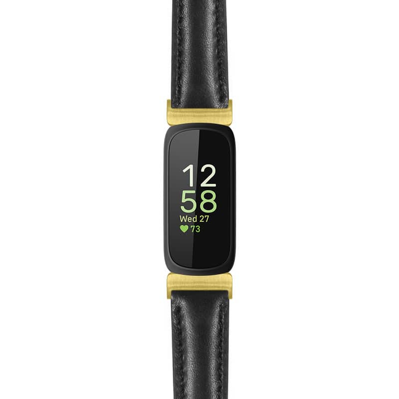 StrapsCo - Everyday Leather Watch Band Strap For Fitbit Inspire 3 (Extra Long) - Black (Yellow Gold Hardware) price history on PriceWatchPro