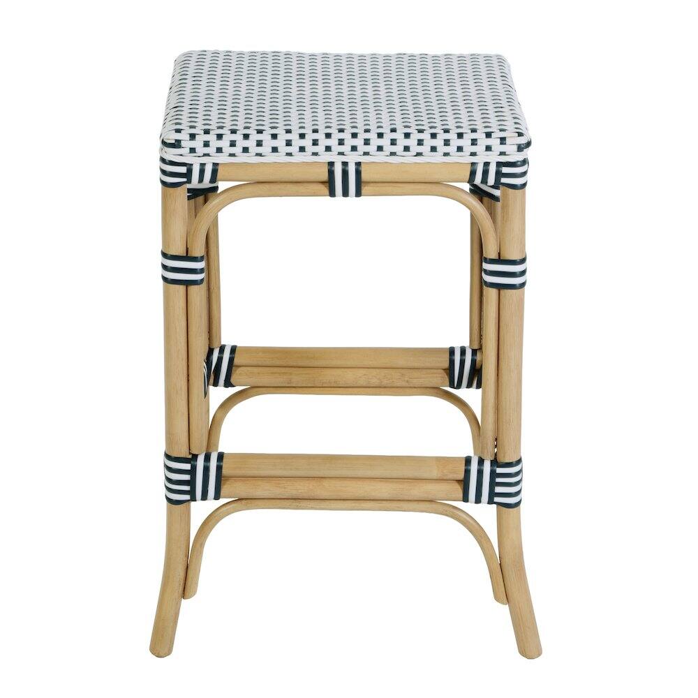 Back. Butler Specialty - Laguna 24.5 in. Seat Height Rattan Counter Stool - White And Navy.