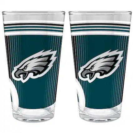 Front. Great American Products - Philadelphia Eagles Two-Piece 16oz. Pint Glass Set - Multicolor.