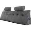Front. VEVOR - Headboard Pillow, King Size Wedge Headboard Pillow with 2 Side Pockets and 2 Headrests, Bed Wedge Pillow - Grey.