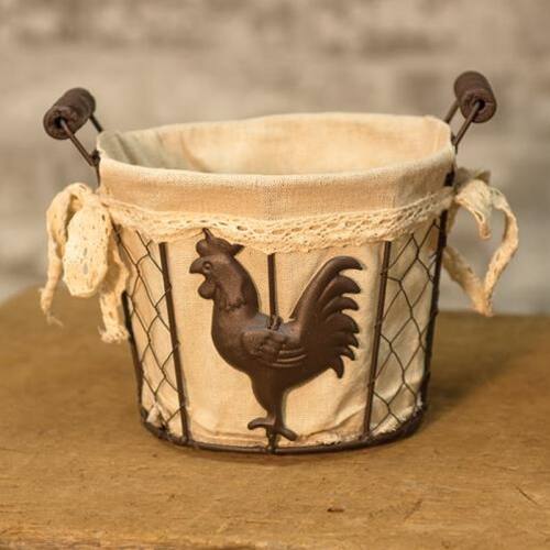 Front. BreeBe - Rooster Wire Basket - Brown.