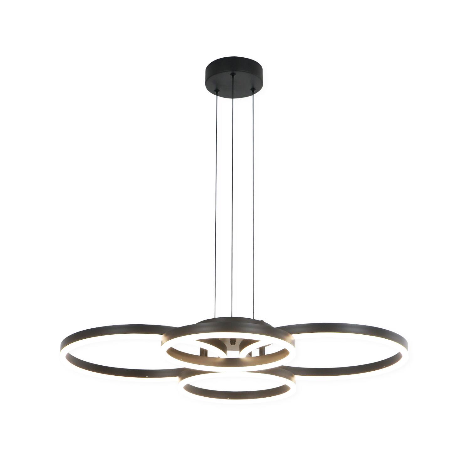 Front. Umeiluce - 32.3" Modern Chandelier LED Chandelier Light 3000K Dimmable Kitchen Island Lamp - Matte Black.