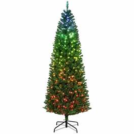 RYHNUYNE - 7 Ft Artificial Christmas Tree With Realistic Branches, Hinged Design Metal Stand Easy Setup Full Holiday Decor - Green