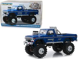 Greenlight - 1974 Ford F-250 Bigfoot #1 The Original Monster Truck with 48-Inch Tires "Kings of Crunch" 1/18 - Blue