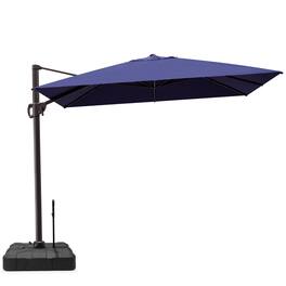Crestlive Products - 9x11ft Aluminum Crank Cantilever Patio Umbrella with Base - Navy blue
