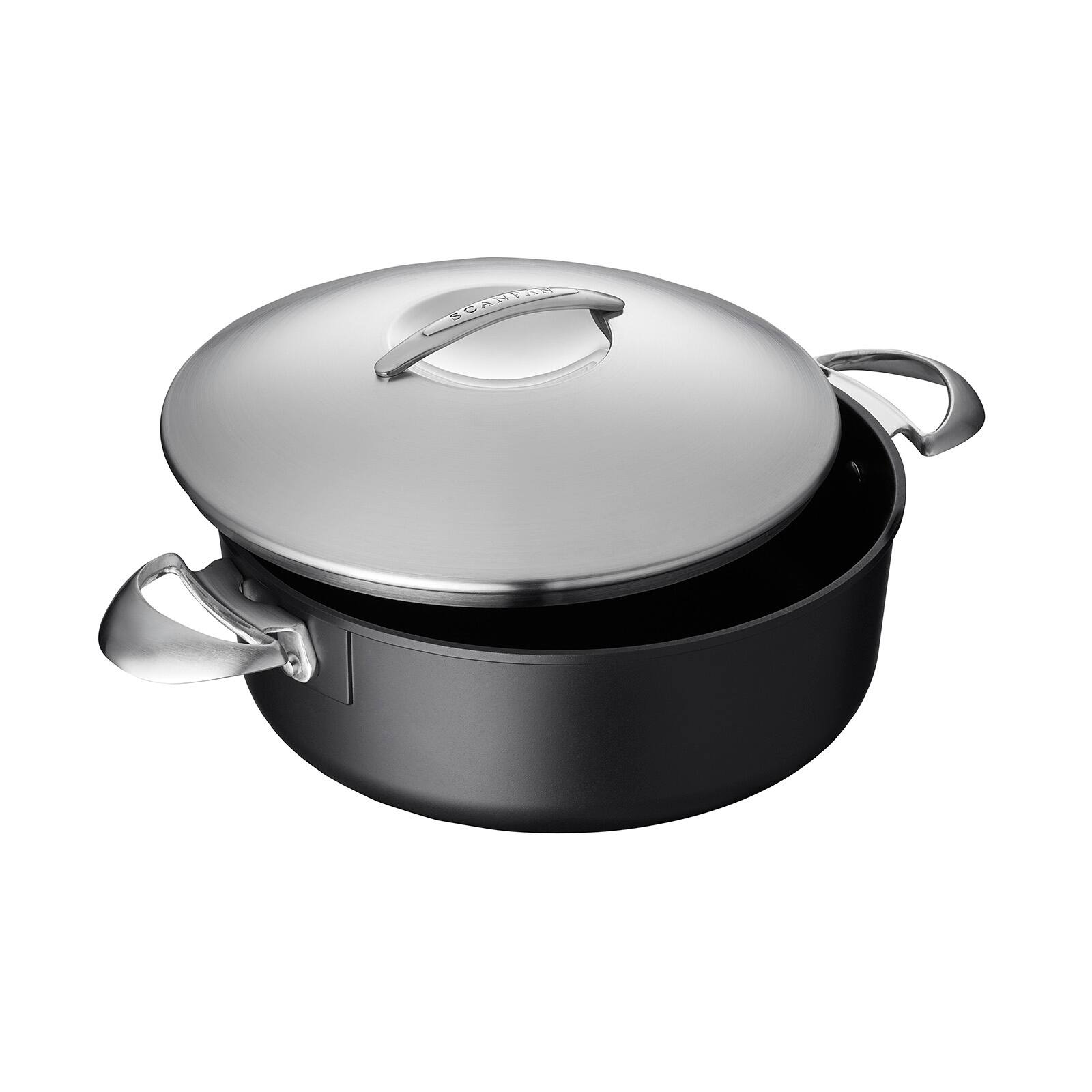 Alt View 1. Scanpan - Professional 4.5 Quart Low Sauce Pot, 10.25 Inch - Black.