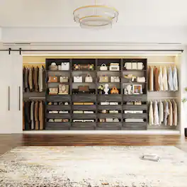Aheaplus - 4-Pack Modular Closet System, 4-36ft Expandable Wardrobe Organizer with 16 Drawers & Hanging Rods,Ships in 4 Packages - Gray Oak