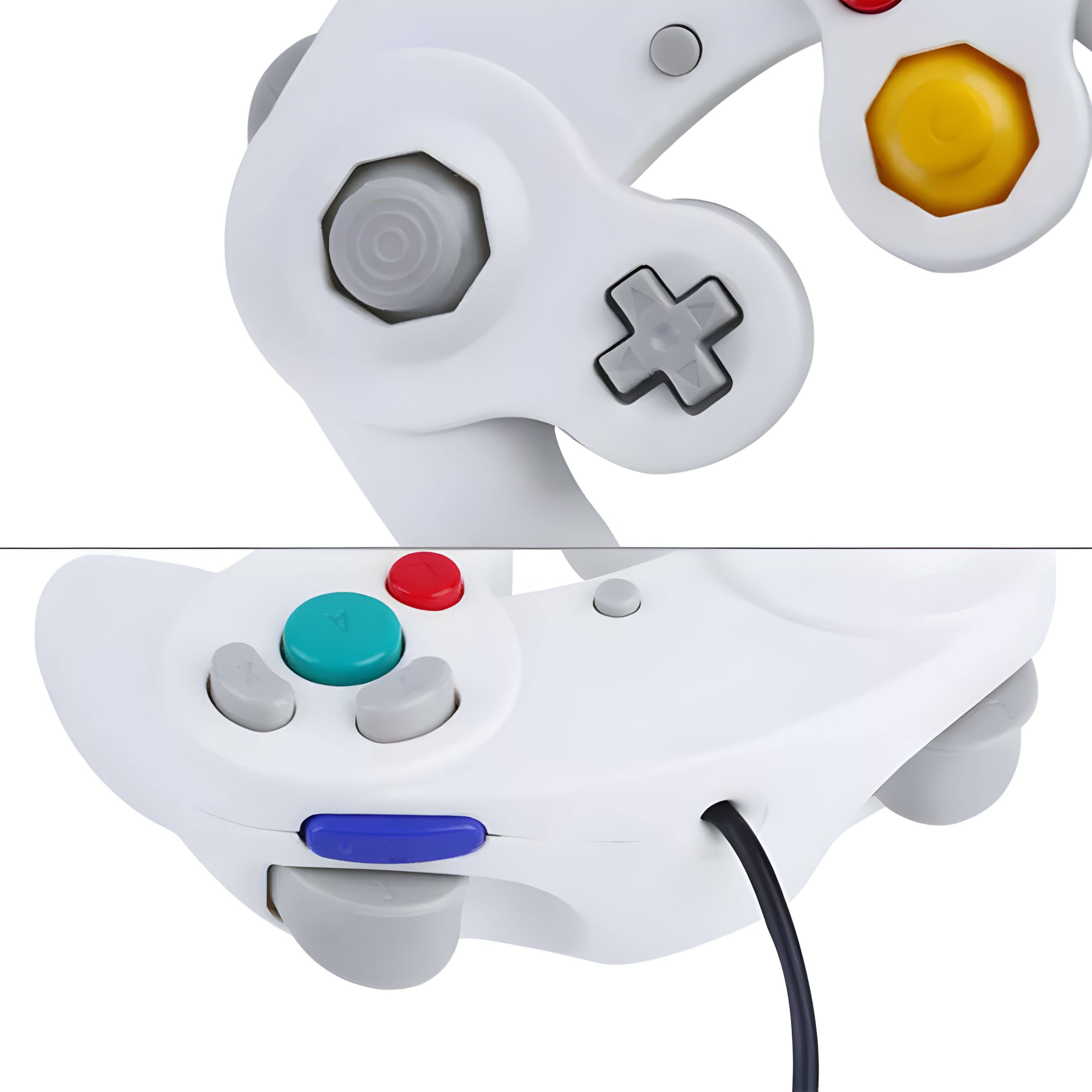 Left. Kitcheniva - Wired Controller Gamepad For Nintendo GameCube GC & Wii U Console - White.