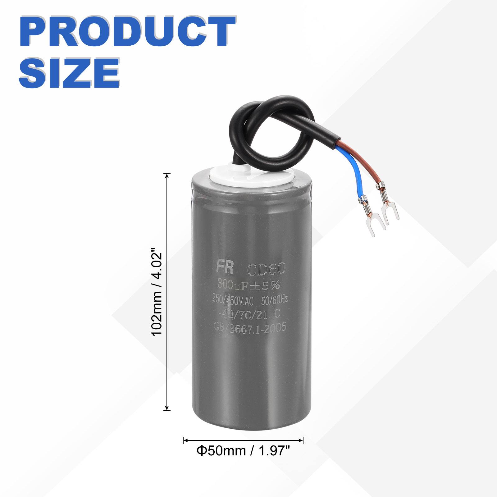 PRODUCT SIZE  
.02" / 4 / 102mm / FR CD60  
300 µF ±5%  
250/450V AC 50/60Hz  
-40/70/21°C  
GB/3667.1-2005  
50mm / 1.97"  
1.97"