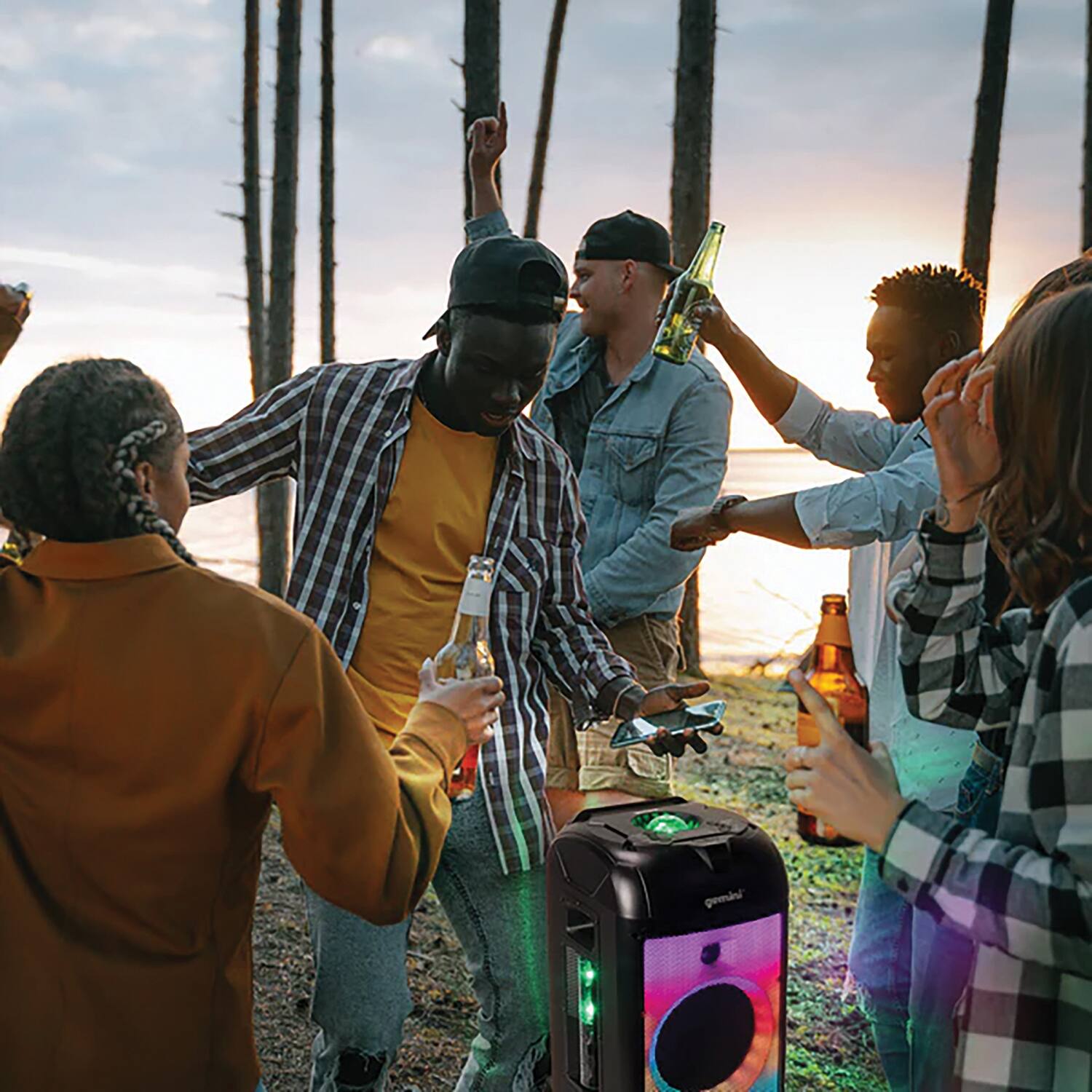 Back. Gemini - Gemini GPLT-360 GPLT Series 360deg Portable Bluetooth True Wireless Speaker System with LED Lights, Microphone - Black.