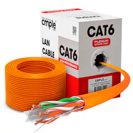 CMPL.com CAT6 PLenum NETWORK CABLE CABLE 6 HIGH PERFORMANCE CMP 23AWG Orange CAT6 Cable 1000FT LAN