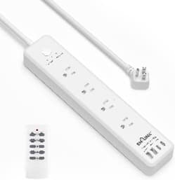Front. BN-LINK - BN-LINK Remote Control Power Strip, 4 Outlets + 4 USB (20W USB-C), 3.9Ft Cord, 15A, ETL Listed - white.