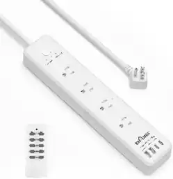 Front. BN-LINK - BN-LINK Remote Control Power Strip, 4 Outlets + 4 USB (20W USB-C), 3.9Ft Cord, 15A, ETL Listed - white.