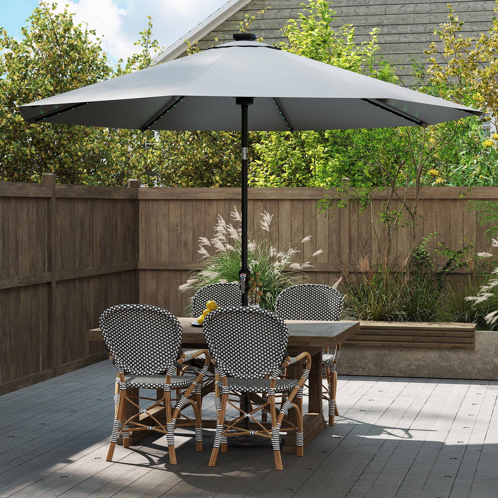 Alt View 1. Costway - Costway 10 FT Solar Patio Umbrella with 96 LED Lights 35° Adjustable Tilt Vented Top - Gray.