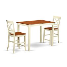 East West Furniture - 3 Pc counter height pub set-pub Table and 2 counter height Chairs - Buttermilk & Cherry