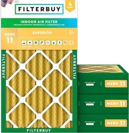 Filterbuy - 16x32x4 MERV 11 Pet & Allergy Defense, Electrostatic Pleated HVAC AC Furnace Air Filters Replacement (4-Pack) - Gold