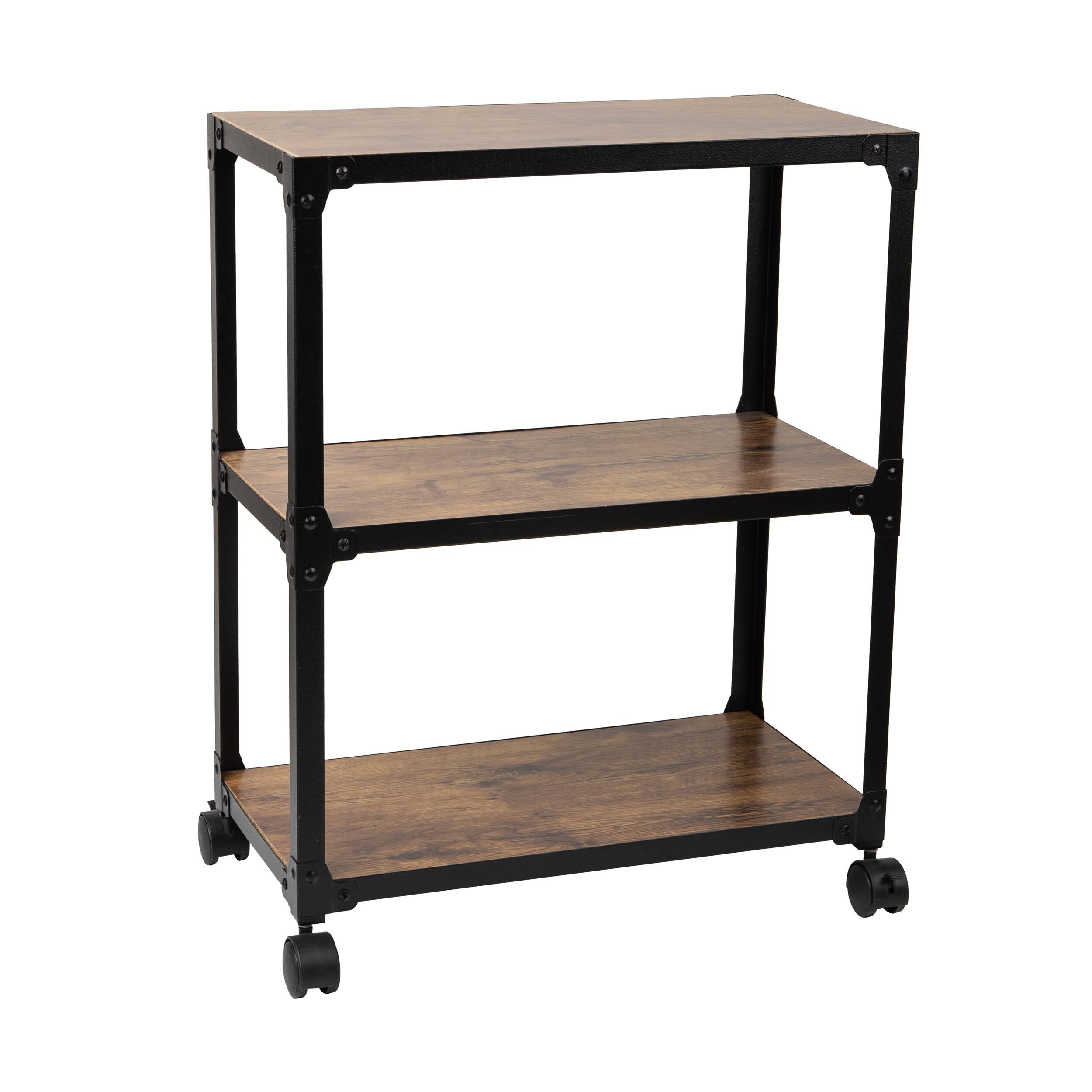 Alt View 15. Mind Reader - Bar Cart, Rolling Cart, Microwave Stand, 3-Tier, Coffee Cart, Kitchen, Wood Metal, 23"L x 12"W x 29.5"H - Black.