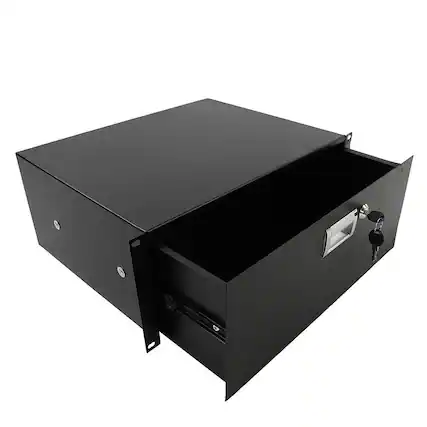Front. Winado - 3U Server Rack Mount Case – 19" Lockable Deep Drawer, 3 Space Cabinet with Handle & Keys Heavy Duty Black - Black.