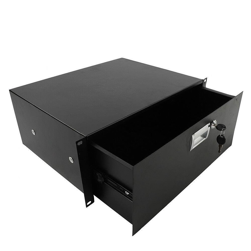Front. Winado - 3U Rack Mount DJ Locking Lockable Deep Drawer, 19 Inch Server Cabinet Case with Key - Black.
