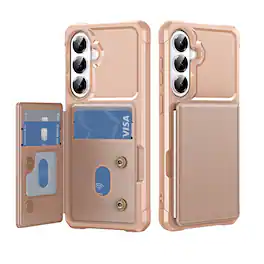 Dteck - For Samsung Galaxy A37 5G Wallet Case, Shockproof Rugged PC+ TPU Flip Kickstand Card Slots Cover - Rosegold