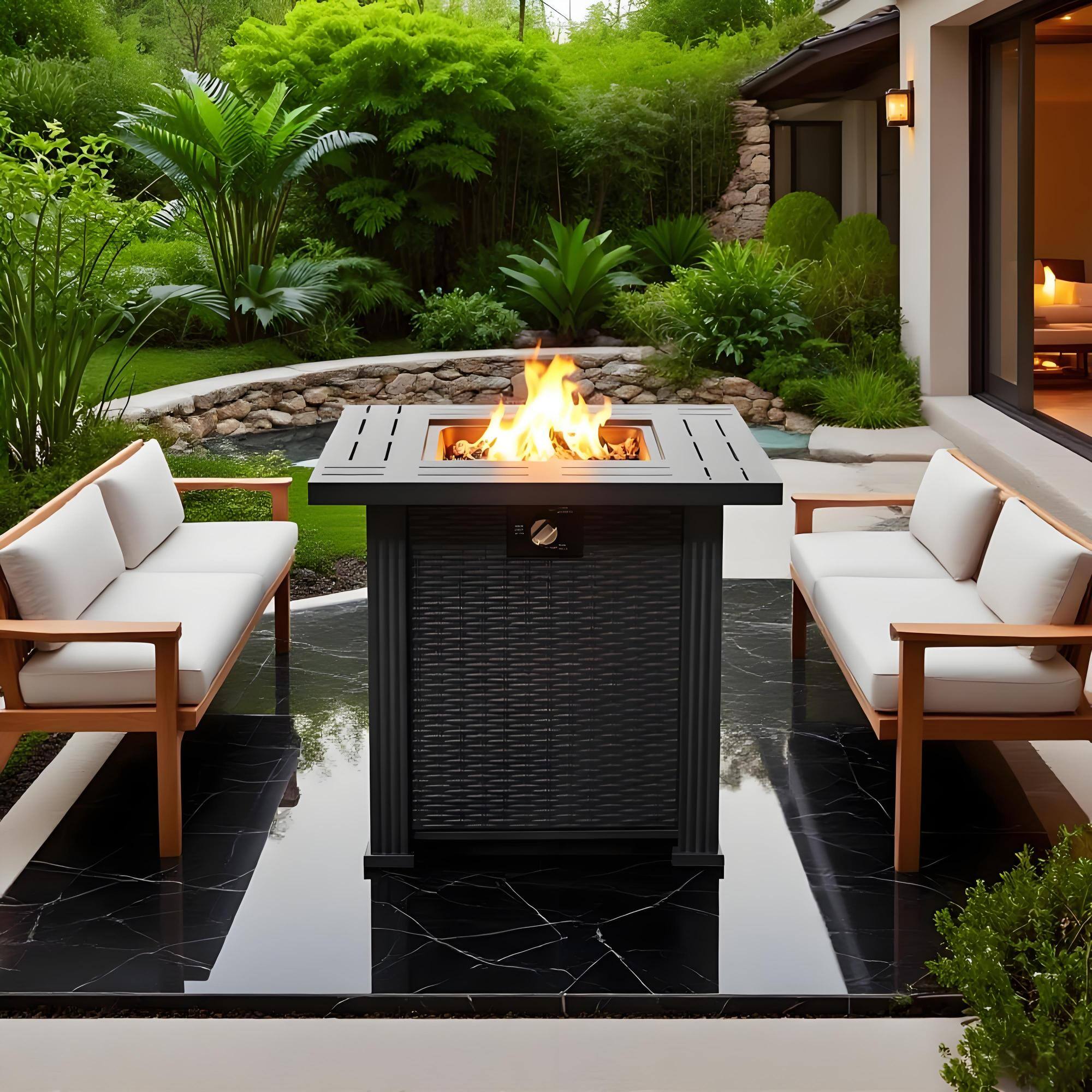 Alt View 1. Dexmalle - Dexmalle-28" 50000 BTU Propane Gas Fire Pit Square Table-Black.