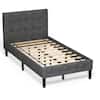 Front. Costway - Costway Twin Upholstered Bed Frame Button Tufted Headboard Mattress Foundation - Grey.