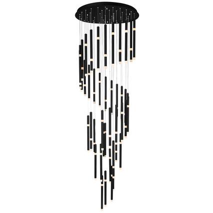 Front. CWI Lighting - Flute 54 Light LED Chandelier With Black Finish - Black.