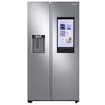 Samsung - 36 in. Wide 26.7 cu. ft. Side-by-Side Smart Refrigerator with 21.5" Touch-Screen Family Hub - Stainless Steel