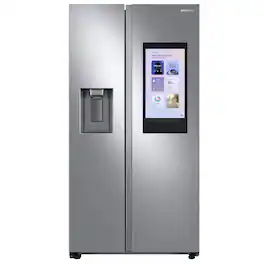 Samsung - 36 in. Wide 26.7 cu. ft. Side-by-Side Smart Refrigerator with 21.5" Touch-Screen Family Hub - Stainless Steel