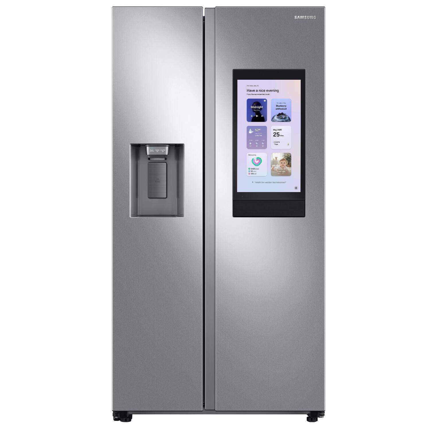 Samsung - 36 in. Wide 26.7 cu. ft. Side-by-Side Smart Refrigerator with 21.5" Touch-Screen Family Hub - Stainless Steel