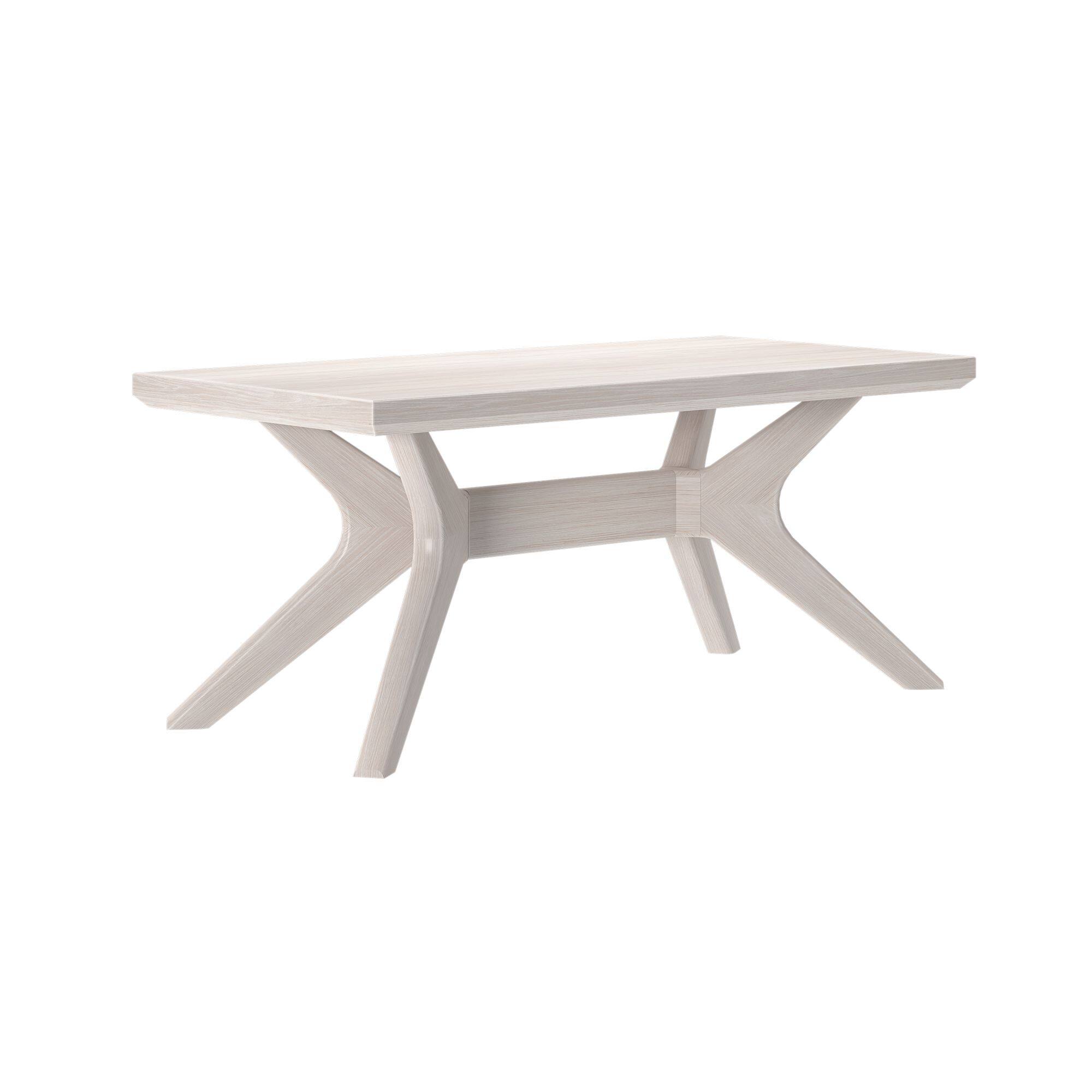 Alt View 2. Plank+Beam - Cross Leg Rectangular Coffee Table (40in x 20in / 1020mm x 510mm), White Sand Wirebrush - White Sand Wirebrush.