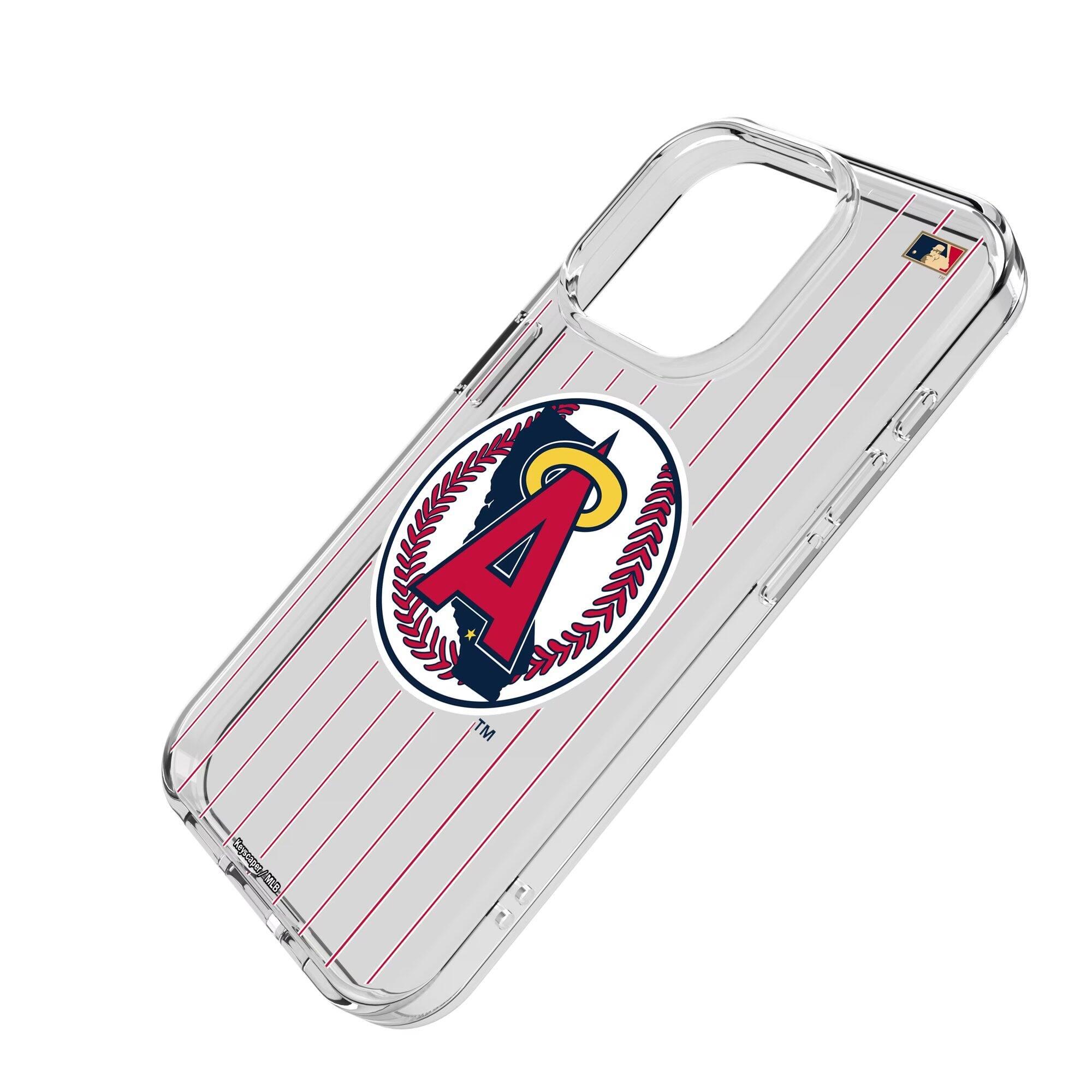Alt View 1. Keyscaper - Los Angeles Angels 1986-1992 Cooperstown Pinstripe iPhone Clear Case - 15 Pro - Multicolor.