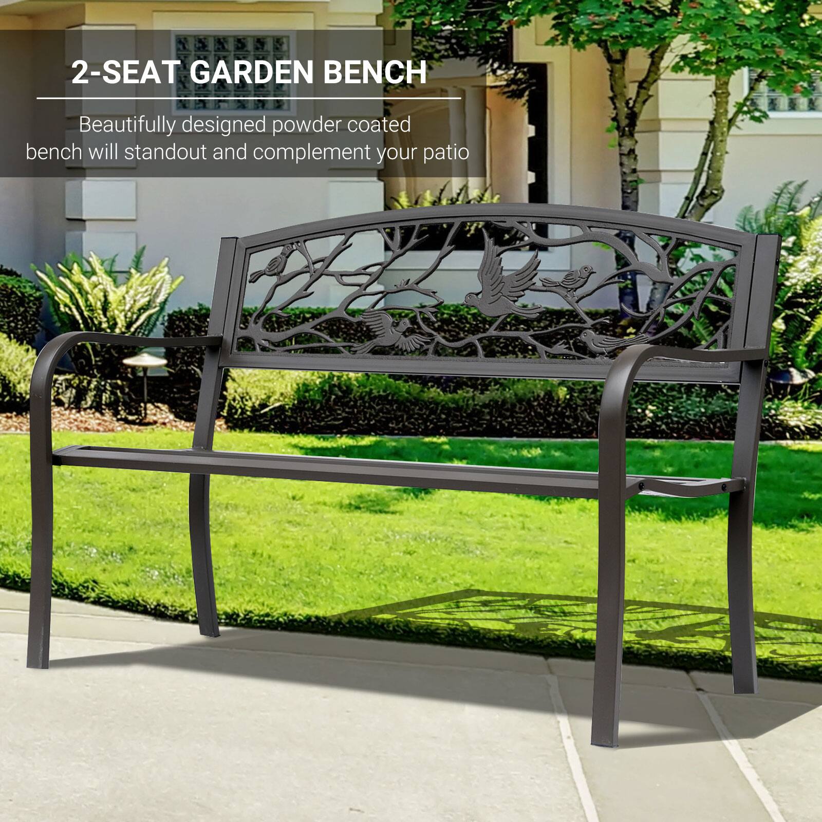 2-SEAT GARDEN BENCH
Beautifully designed powder coated bench will standout and complement your patio