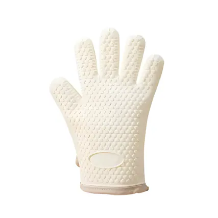 Front. Kitcheniva - Silicone Oven Mitts Set Heat Resistant, Beige.