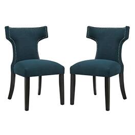Curve Fabric Dining Side Chair Set of 2 by Modway - Blue