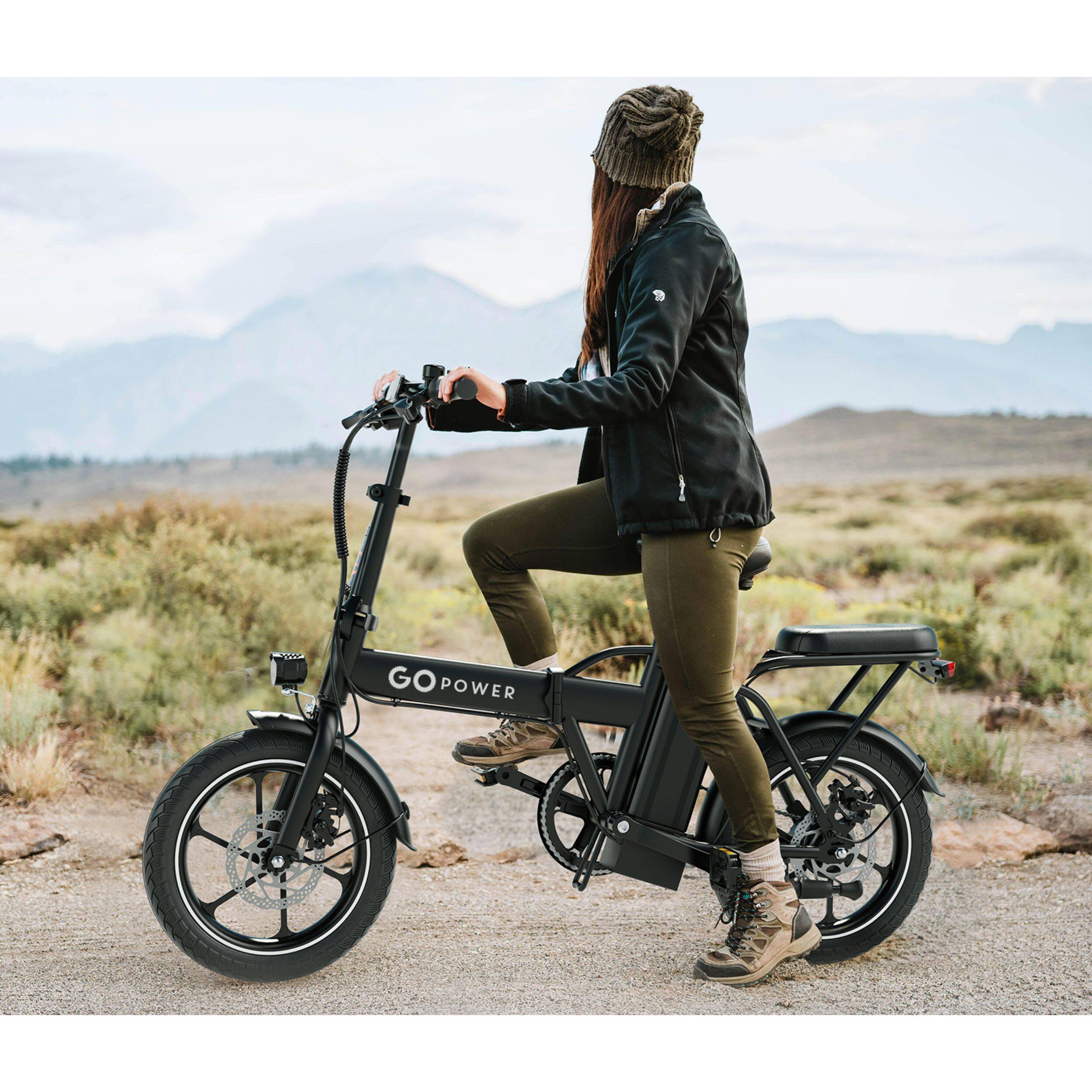 Back. GoPowerBike - GoPowerBike GoRay Folding Electric Bike 20mph Max Speed & 350W Motor - Black.