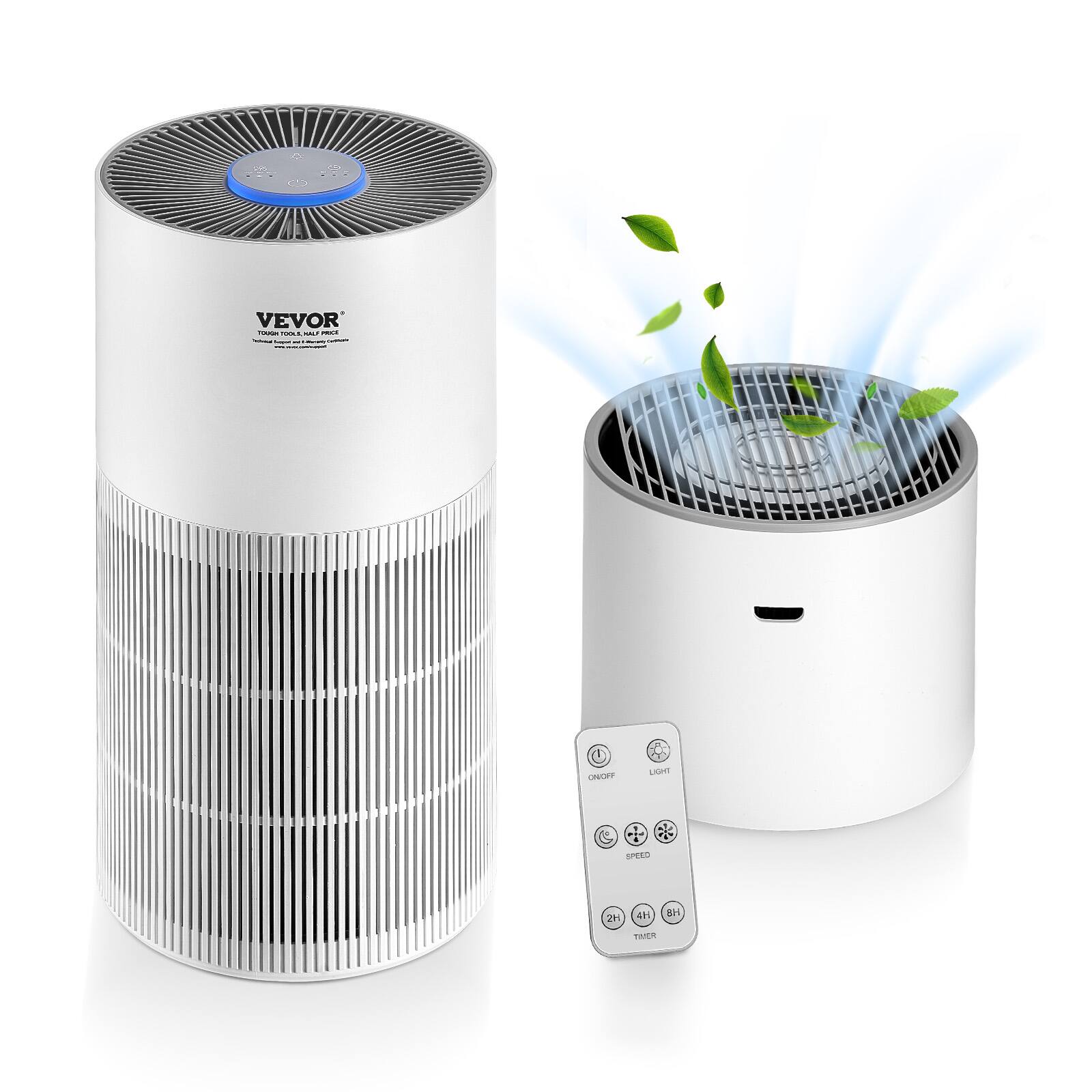 VEVOR - Air Purifier, Covers Up to 1090 ft² in One Hour, True HEPA 11 Filter, 22dB Quiet, Filters Up to 95% of Pollen, Smoke - White