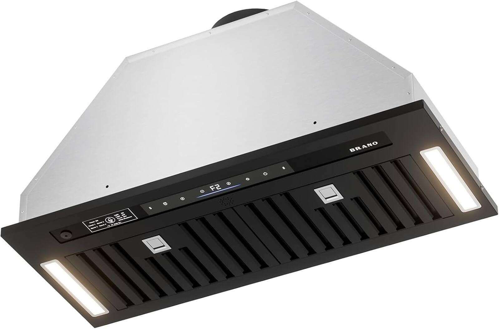 Angle. COWLOWN - 30in Range Hood Insert 900 CFM Voice Gesture Touch Control Ducted Ductless Black - Black.