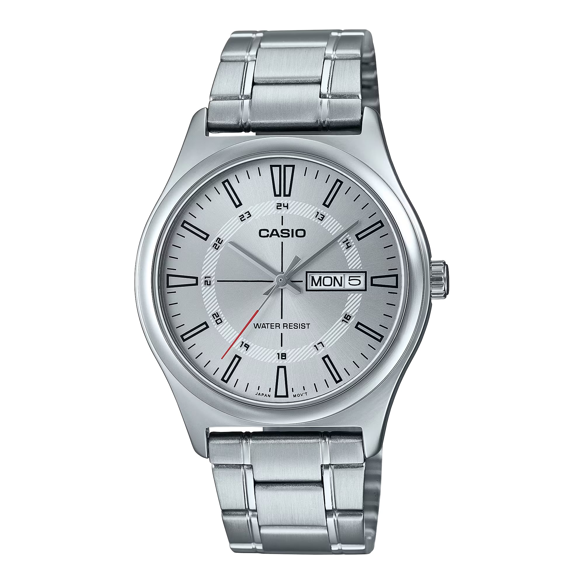 Casio - Men’s Dial Day Date Analog Watch with Bracelet - MTP-V006D-7CUDF - Silver
