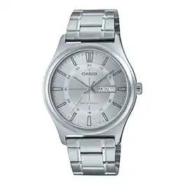 Casio - Men’s Dial Day Date Analog Watch with Bracelet - MTP-V006D-7CUDF - Silver