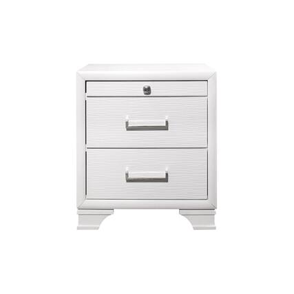 Front. Global Furniture USA - Transitional Glam Jordyn White Nightstand, White - White.