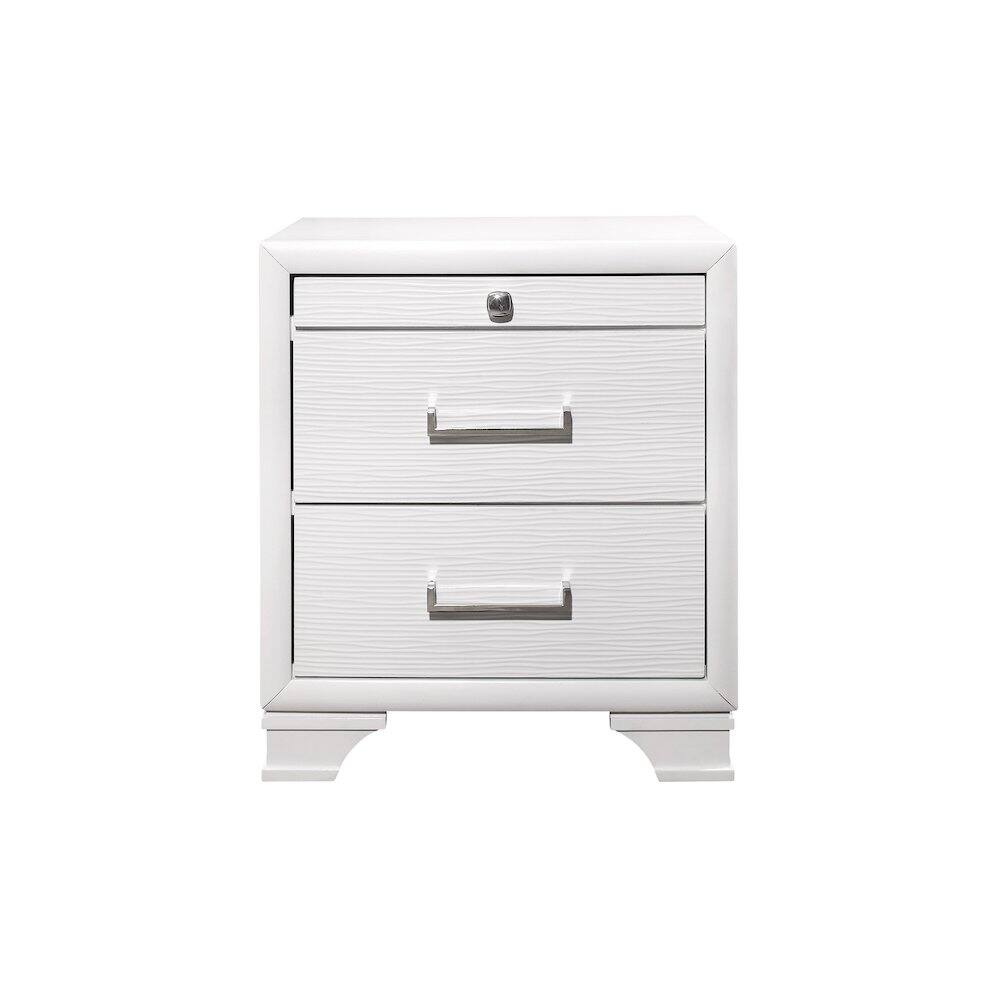 Front. Global Furniture USA - Transitional Glam Jordyn White Nightstand, White - White.