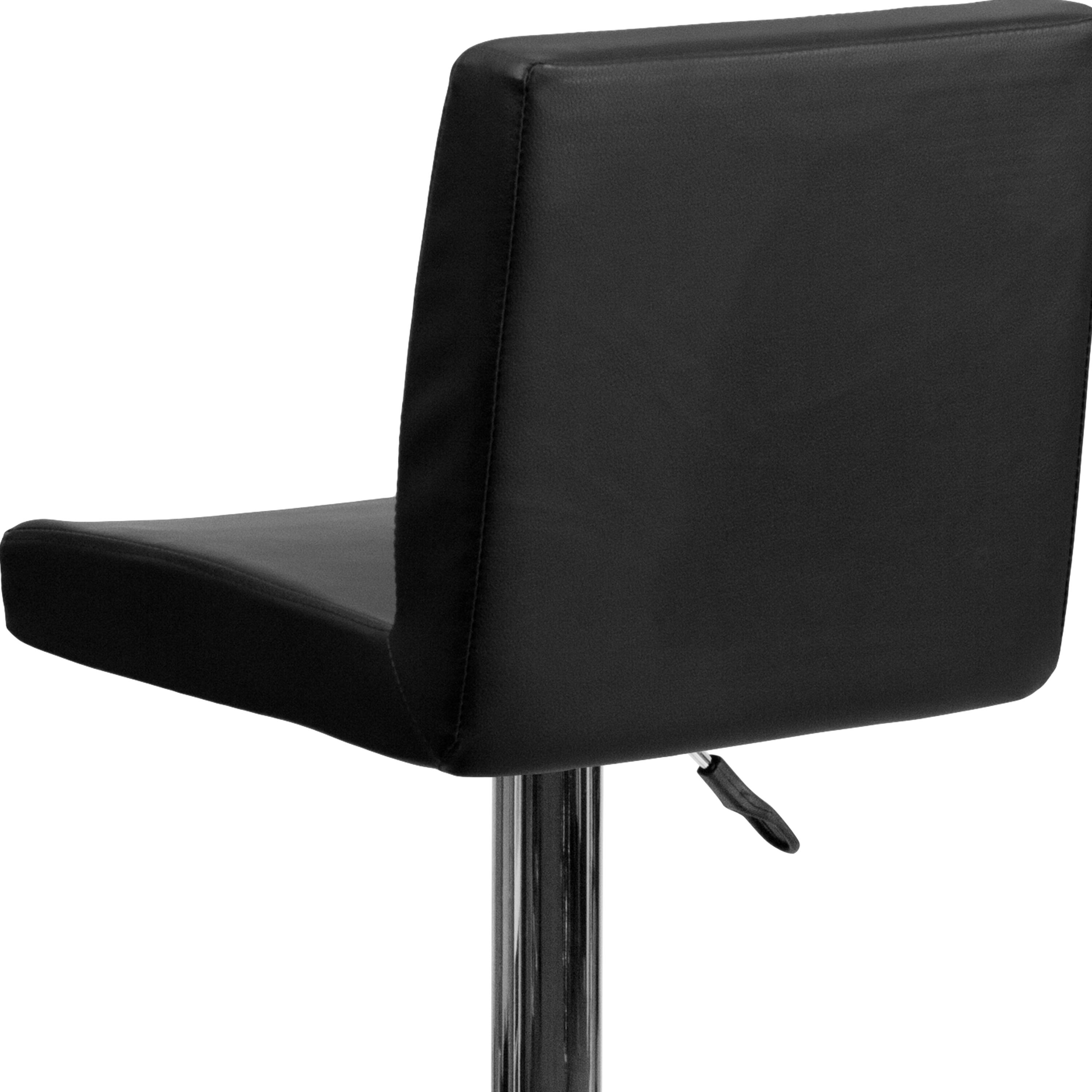 Alt View 9. Emma + Oliver - Panel Back Adjustable Height Barstool with Chrome Base - Black.